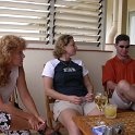 AUS QLD Cairns 2003APR20 Apartment 014  Sonya, Rebecca and Stuey bumping their gums. : 2003, April, Australia, Cairns, Date, Events, Flux - Trevor & Sonia, Month, Places, QLD, Wedding, Year
